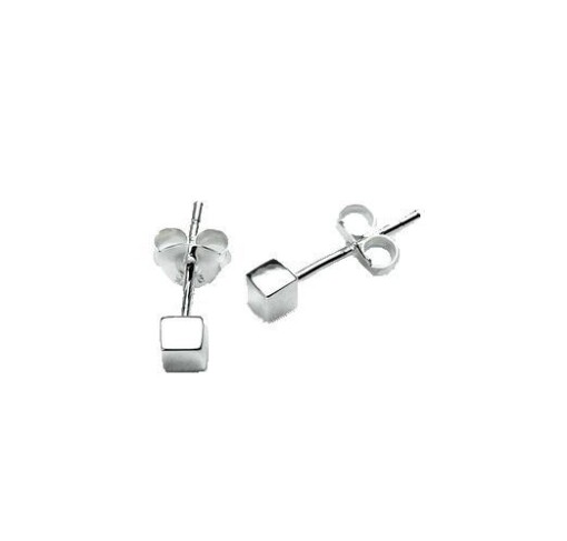 Silver Block Stud Earring