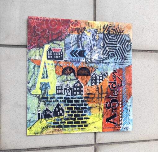 Amsterdam - Acrylkunstwerk on karton, in lijst