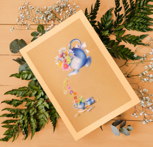 Verjaardags kaart Floral tea