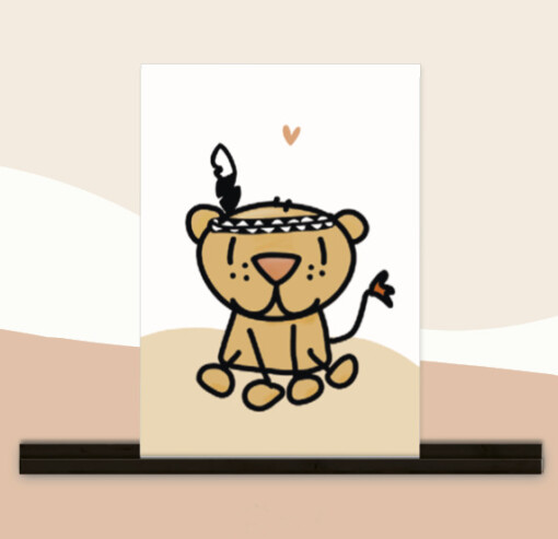A4 Poster / XL wenskaart - Leeuwen welpje | Junglekamer
