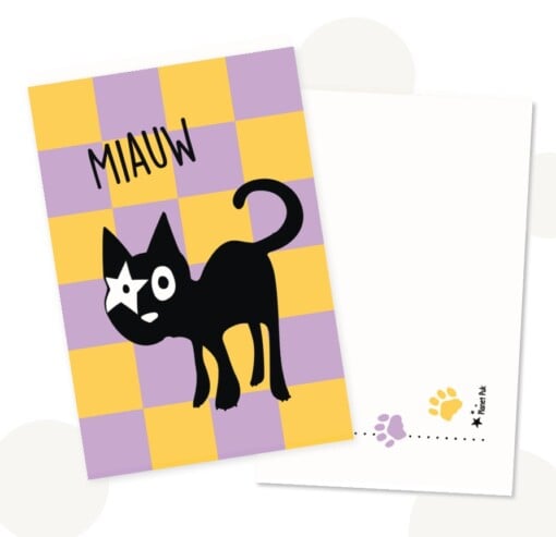 Handgemaakte kinderkamer decoratie-/ cadeauset met Hoshi de Kat | 2-delig met gratis kaart!