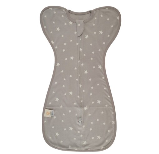 Honeybears Inbakerslaapzak – Slaapzak baby – Inbakerdoek baby - Swaddle up – Lichtgrijs met witte sterretjes – 0 tot 3 maanden - 60 cm - TOG 1.0