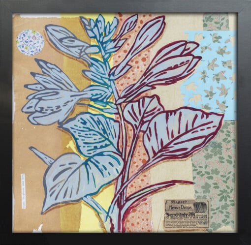 Floral card. Retro 2. Silhouet van bloemen op oud papier