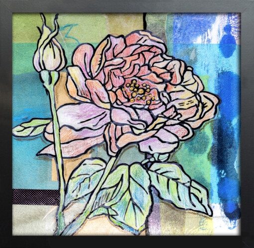 Floral card. Retro 4. Silhouet van bloemen op  papier