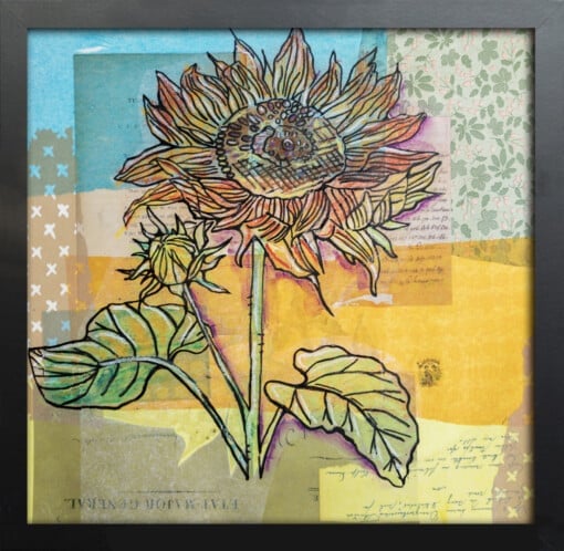 Floral card. Retro 8. Silhouet van bloemen op oud papier