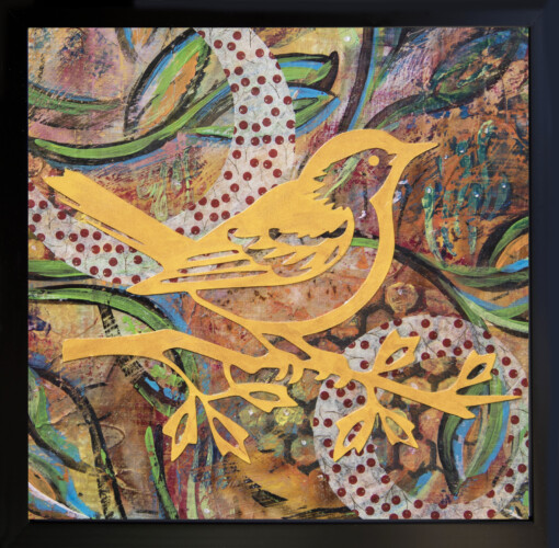 Nature spiral - collage en schilderij in lijst