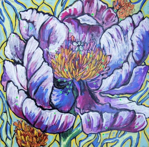 Bloemenwereld 2. Origineel schilderij op paneel.