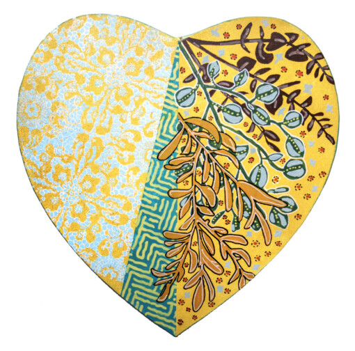 Spring Heart 3 - schilderij op canvas in de vorm van een hart