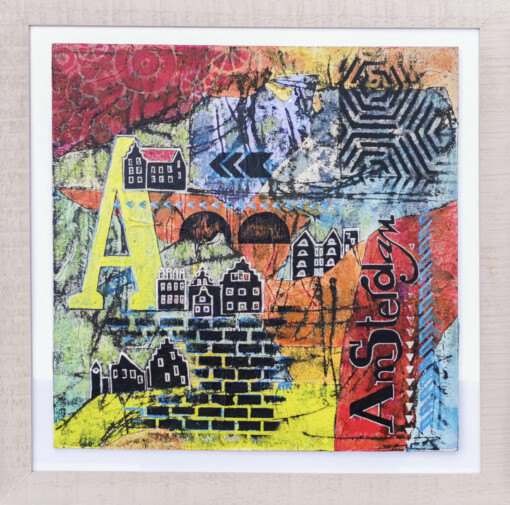 Amsterdam - Acrylkunstwerk on karton, in lijst