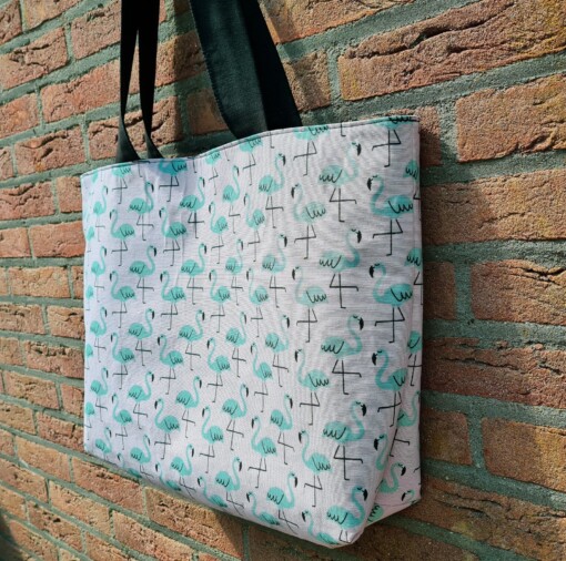 Dubbelzijdige Tropical Strandtas – Flamingo & Zwart