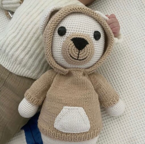 Gehaakte Knuffelbeer – Handgemaakt van Katoen (Zacht & Groot, 40 cm)