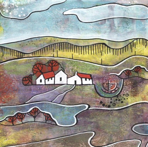 Seizoenslandschap - lente acryl schilderij op papier