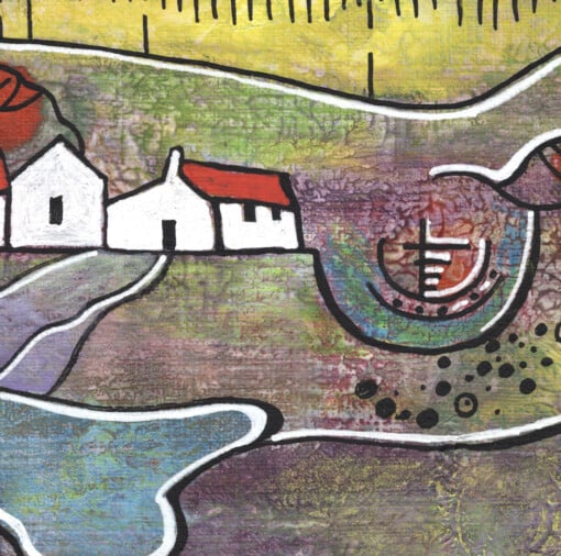 Seizoenslandschap - lente acryl schilderij op papier