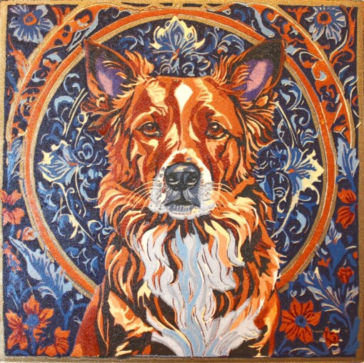 Hond - handgedrukte linosnede print