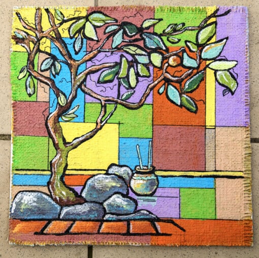 Balans home, Garden - schilderij op doek in lijst