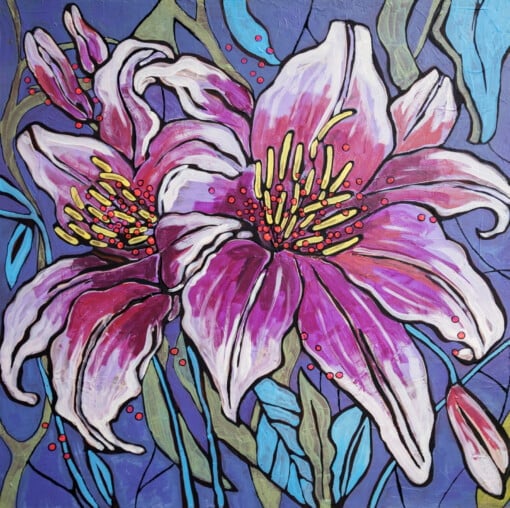 Bloemenwereld. Origineel schilderij op paneel.