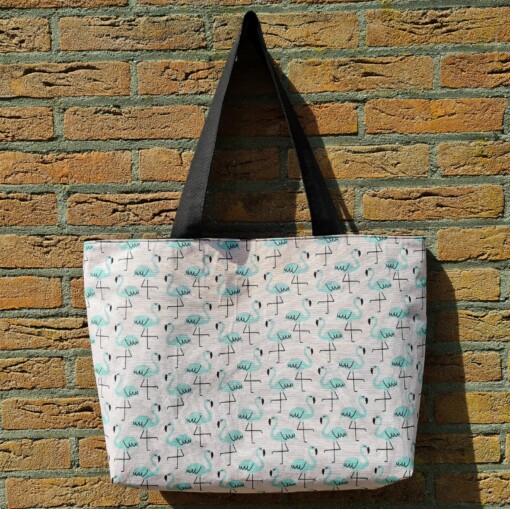 Dubbelzijdige Tropical Strandtas – Flamingo & Zwart
