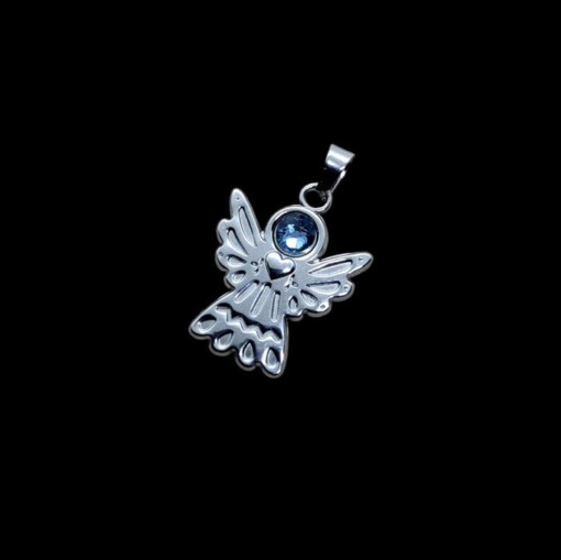 Setje van 5 Stainless steel engel ketting hangers met Swarovski zilverkleurig