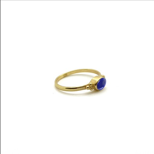 Tiny Lapis Lazuli Oval Triquetra Gold