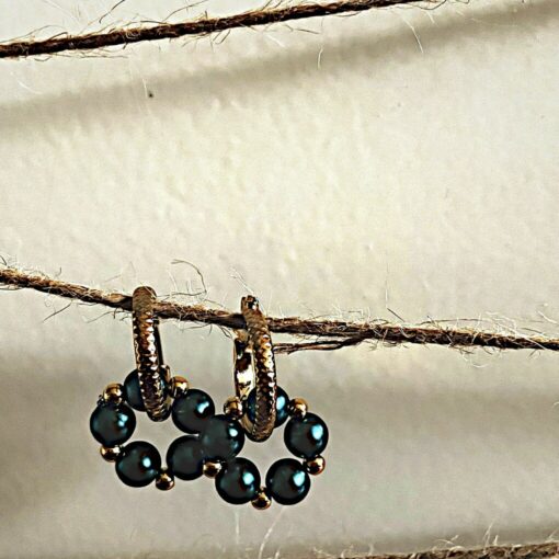 Oorbellen petrol blauw gold