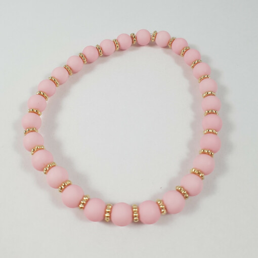 Pastel roze en goud kralen rek armband