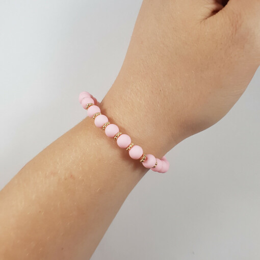 Pastel roze en goud kralen rek armband