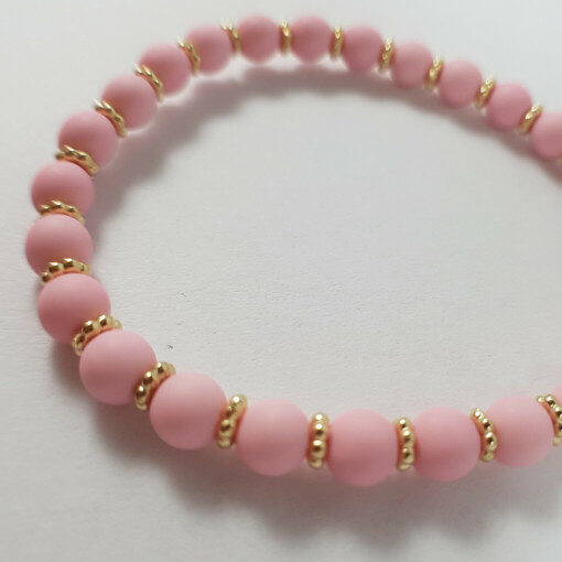 Pastel roze en goud kralen rek armband