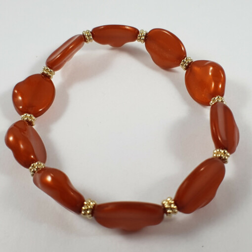 Bruin rood en goud kralen rek armband