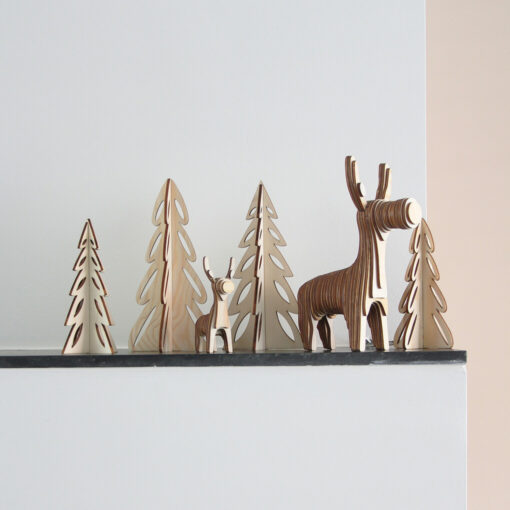 Houten kerstbomen - One (set van 2)