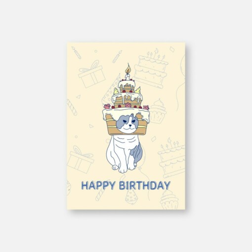 Wenskaart/ Birthday card - Birthday cat