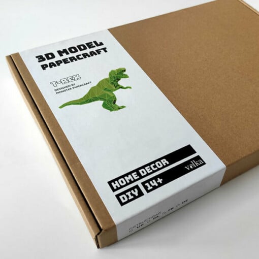 DIY pakket Dinosaurus – T-Rex – compleet knutselpakket met snijmat, liniaal, vouwbeen, mesje