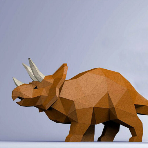 DIY pakket Dinosaurus – Triceratops – compleet knutselpakket met snijmat, liniaal, vouwbeen, mesje