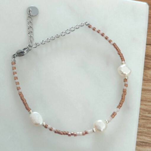 Pearl bracelet pink/brown