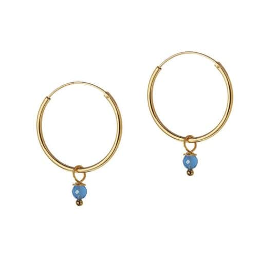 Gold Plated Hoop With Blue Stone