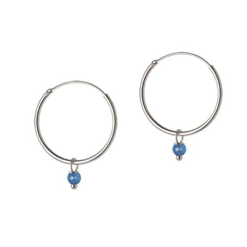 Silver Hoop With Blue Stone