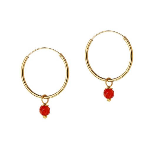 Gold Plated Hoop With Red Stone