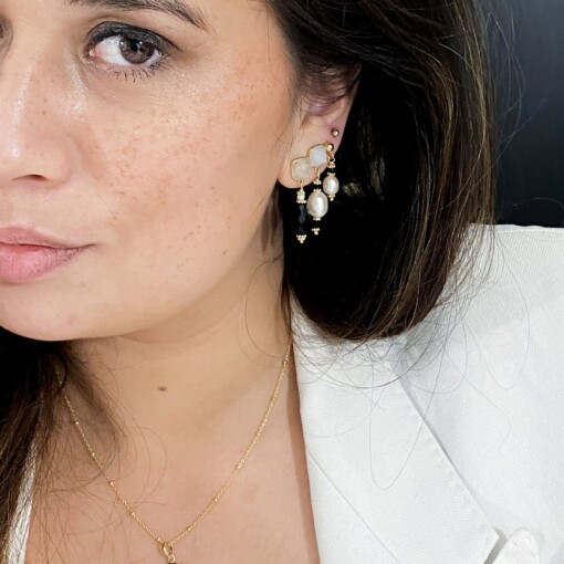 Moonstone Pearl Drop Earrings