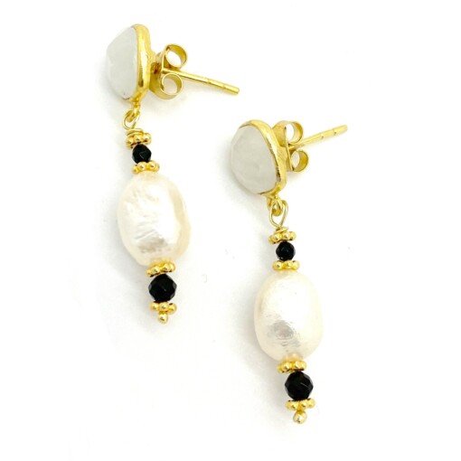 Moonstone Pearl Drop Earrings
