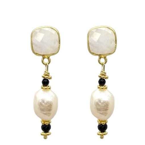 Moonstone Pearl Drop Earrings
