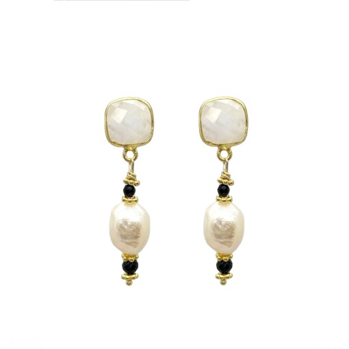 Moonstone Pearl Drop Earrings