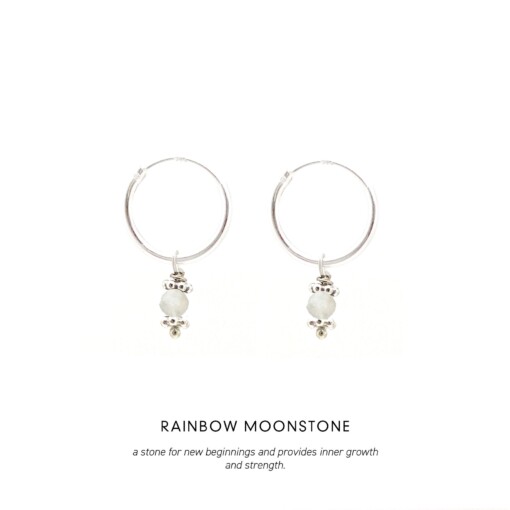 Moonstone Triquetra Midi Hoops Silver