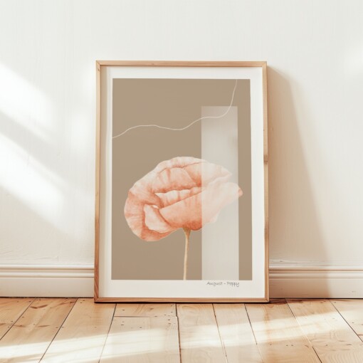 Geboortebloem Augustus Klaproos Fine Art Print