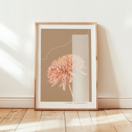 Geboortebloem November Chrysant Fine Art Print