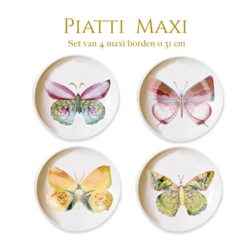 Farfalla - Piatti Maxi- Set van 4 maxi borden