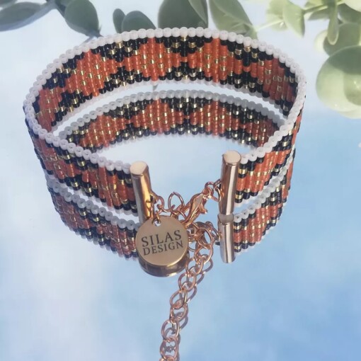 Geweven kralen armband 'Brown argyle'