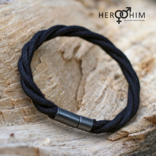 Armband van Textielsnoer - Twisted Black