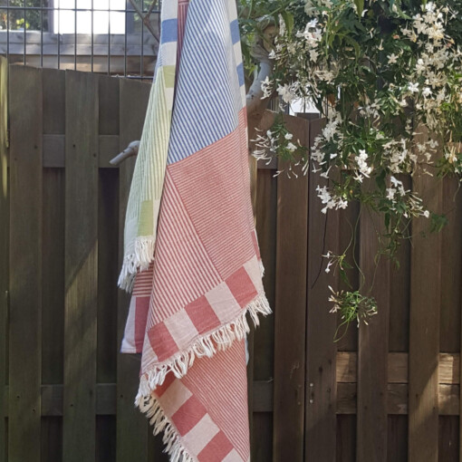 Hamamdoek - turks handdoek | 100x160 cm | tegel & groen & turkoois