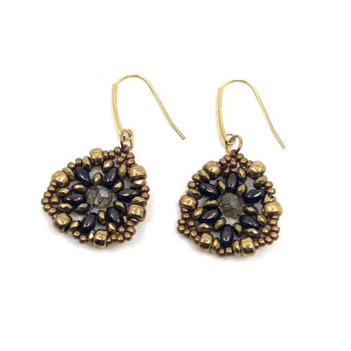 Oorbellen | Miyuki Beads geregen oorbellen | Bruin - Bronskleurig of Wit -Zilverkleurig