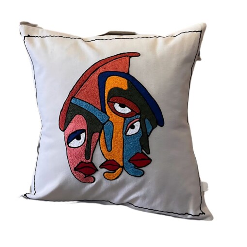 Artisan Faces Geborduurde Kussenhoezen met Vezelvulling – 100% Katoen