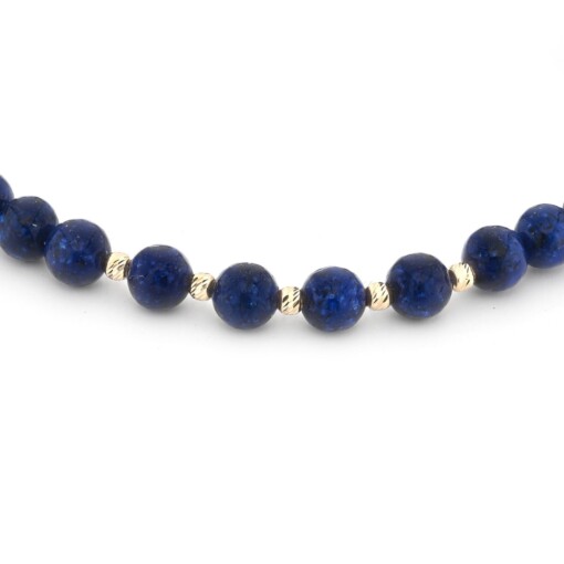 Stijlvolle Lapis lazuli armband met 14 karaat geelgouden kralen